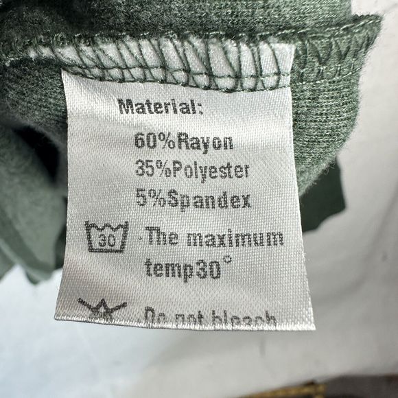 Hiyiyezi Sweatshirt Women Green Small Long Sleeve Crew Neck Pullover Curved Hem - Picture 3 of 8